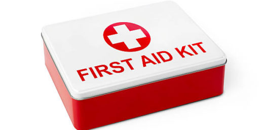 First aid kit isolated on white